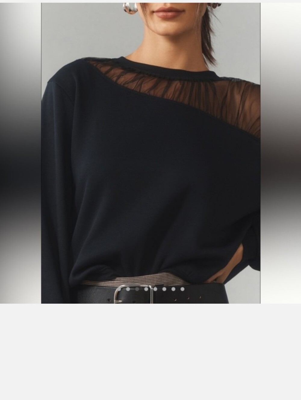 Maeve Black Sweatshirt With Mesh Shoulder